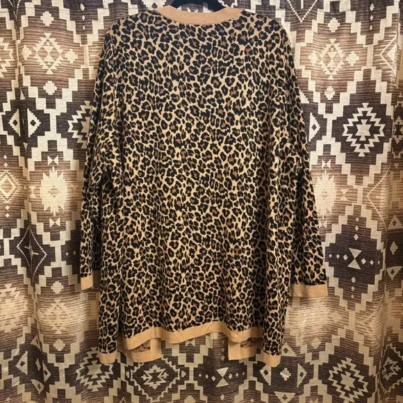 Women’s Cheetah / Leopard Print Lands End Cardigan, Size 1XL, Animal Print - Picture 6 of 7